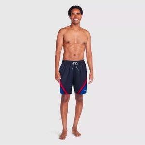 Speedo Black and Red Board Shorts Quick-Drying Swimwear, Size XXL